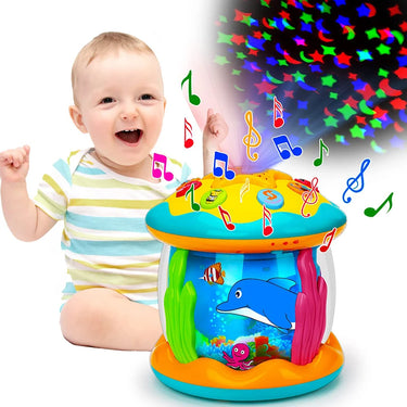 TwinkleDrum | Experiência mágica de luz e música para bebés - Tambor de brinquedo Montessori giratório