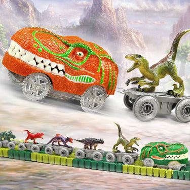 Conjunto de Comboio de Dinossauros de Corrida | Conjunto de Comboio Imaginativo para Diversão de Brincar Inigualável - Inclui Dino Extra e Carruagem de Comboio
