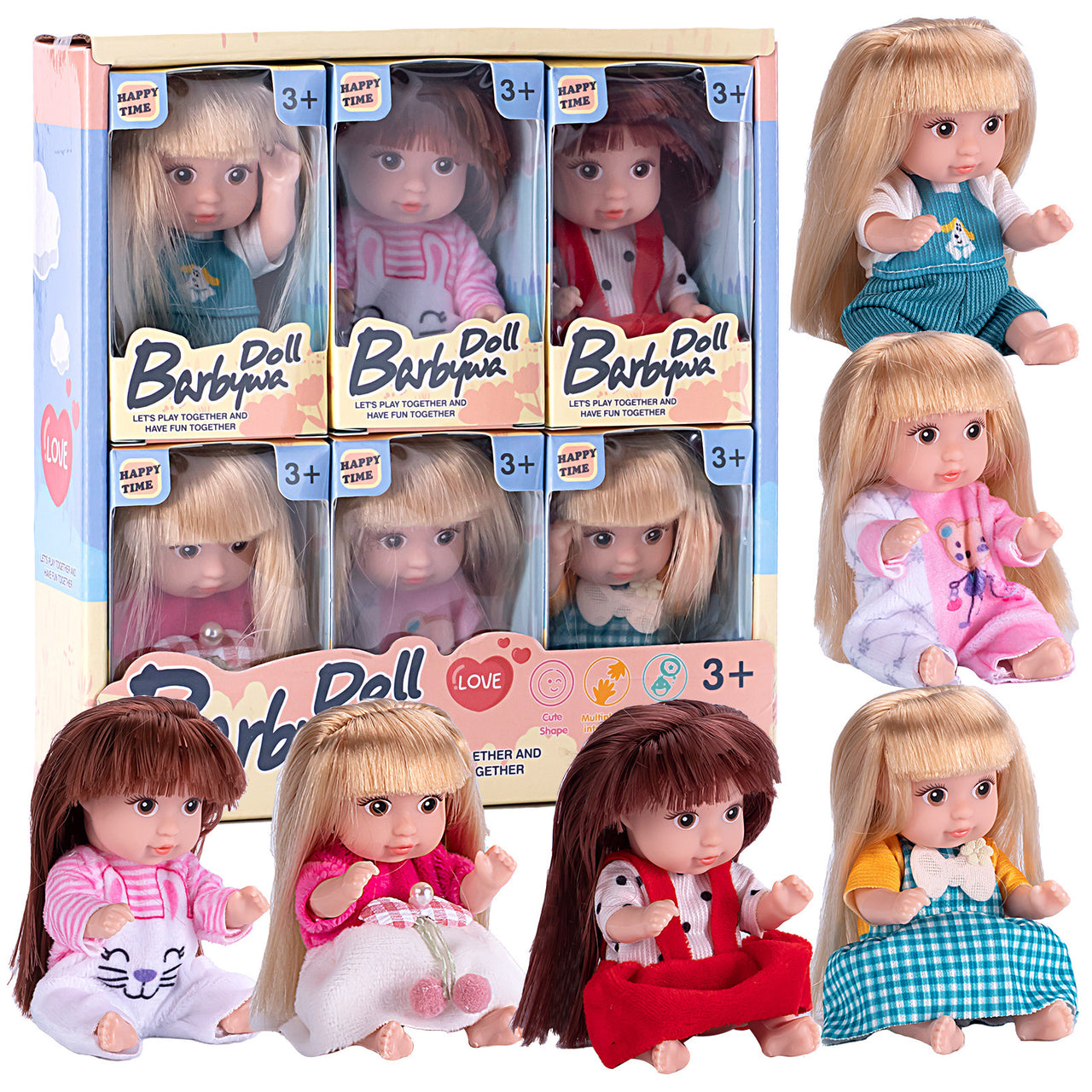 DollyDreams | Magical play fun - Set of cute dolls with colorful dresses