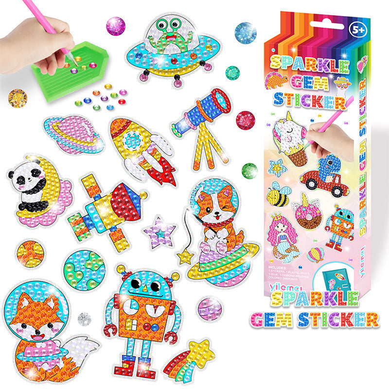 Pegatinas ShinyGem | Diversión mágica de manualidades - Pintura de diamantes 5D para niños