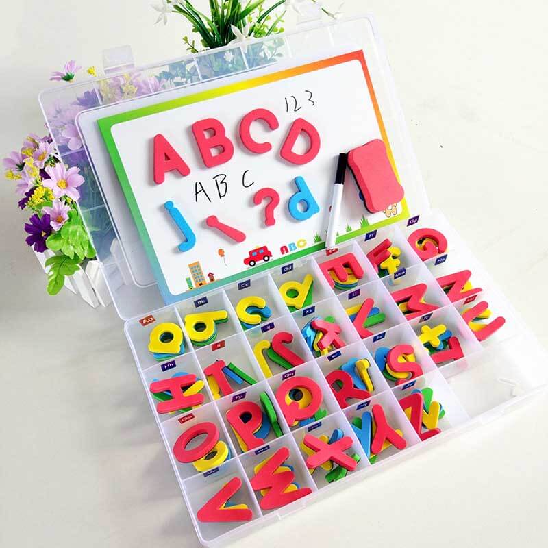 AlphaMag | Plaisir d'apprentissage - Ensemble de lettres magnétiques double face avec accessoires