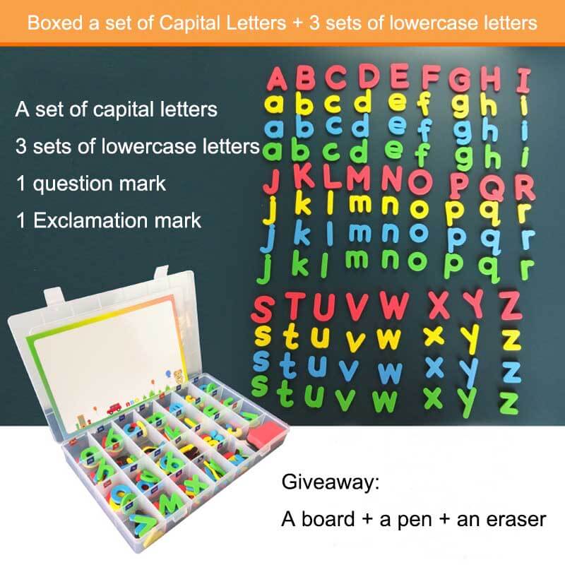 AlphaMag | Plaisir d'apprentissage - Ensemble de lettres magnétiques double face avec accessoires