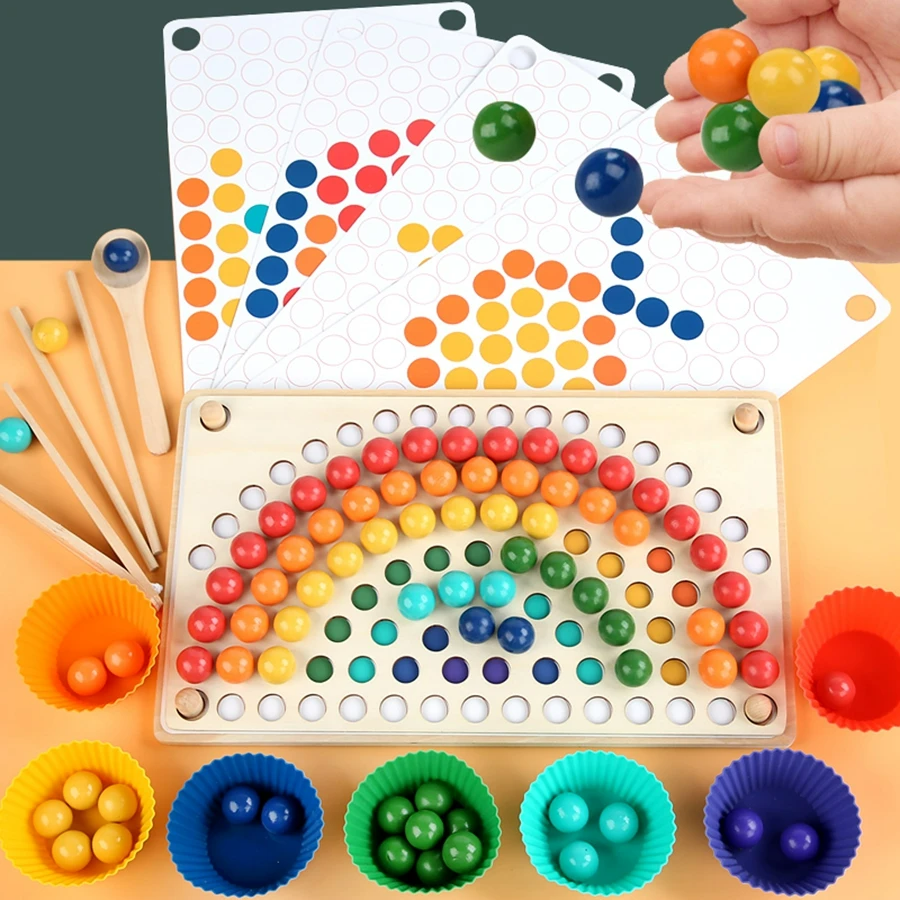 EcoToys Clip 'n Learn | Creatief leren en plezier - Regenboog Kralenset voor Kinderen