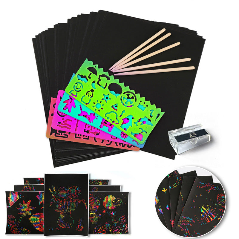 Farbzauber | Entdecke die Magie der Farben - Regenbogen Kratzpapier Set