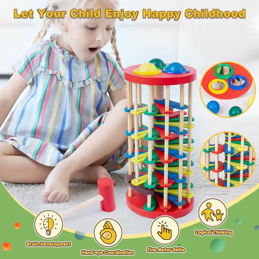 EcoToys SmashTower | Speelgoed dat ontwikkeling bevordert - Houten toren voor coördinatie