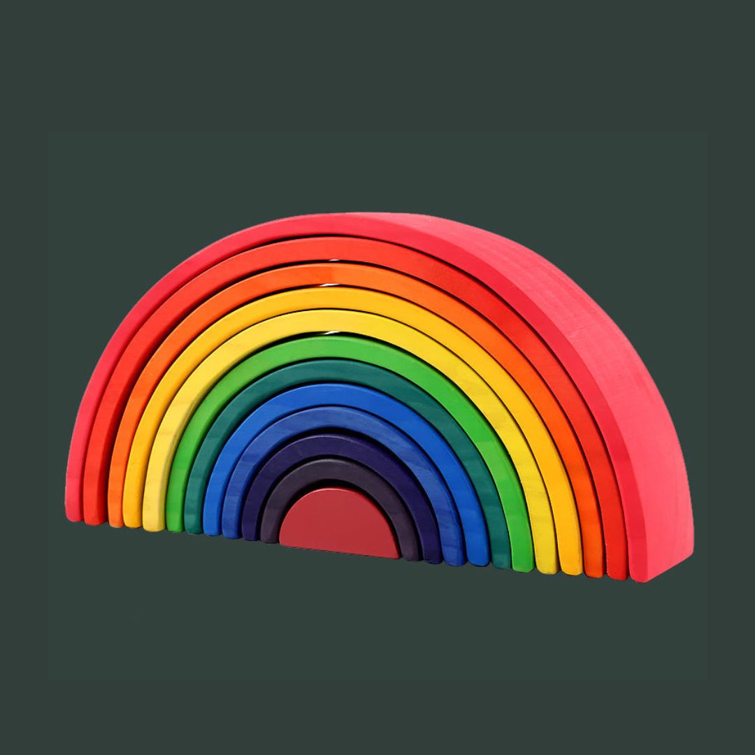 Rainbow Stacking Fun | Stimuleer Creativiteit - Educatieve Houten Blokken voor Kinderen