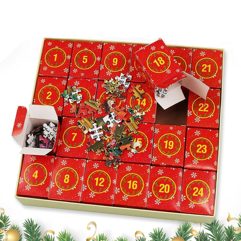 Calendario de cuenta regresiva de rompecabezas navideño | Haz la Navidad mágica - Rompecabezas de 1008 piezas en 24 ventanillas