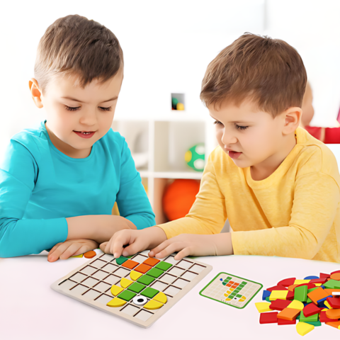 EcoToys™ ThinkMatch | Verbetert logisch denken - Fantasierijk Houten Educatieve Puzzelset