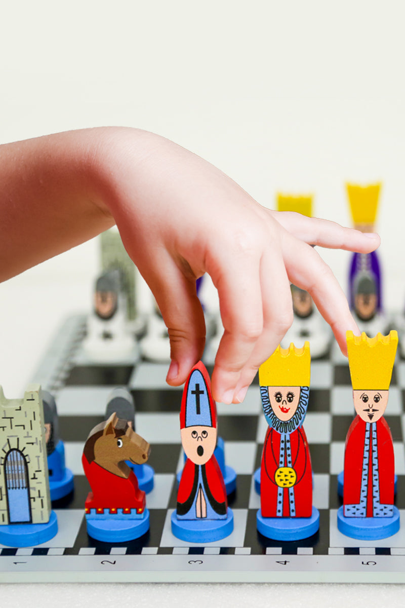 EcoToys Chess Adventure Set | Stimuleer Creativiteit - Educatieve houten schaken voor kinderen