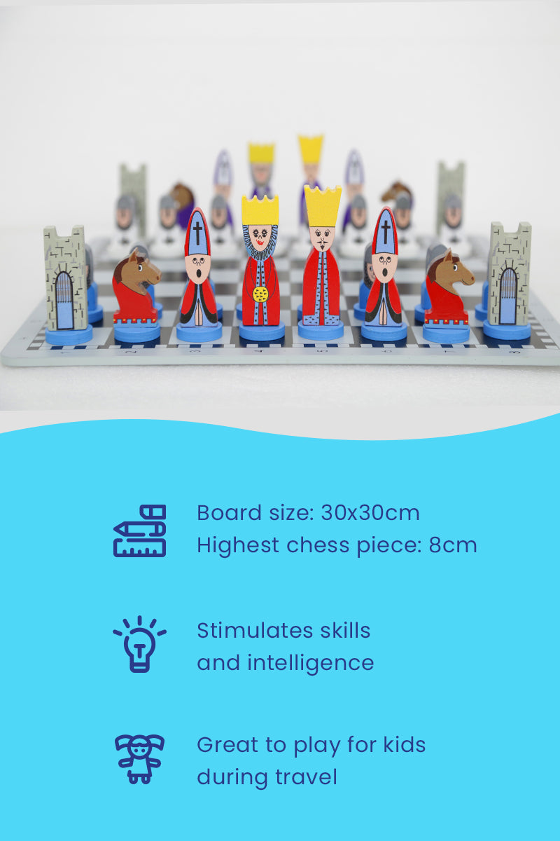 EcoToys Chess Adventure Set | Stimuleer Creativiteit - Educatieve houten schaken voor kinderen