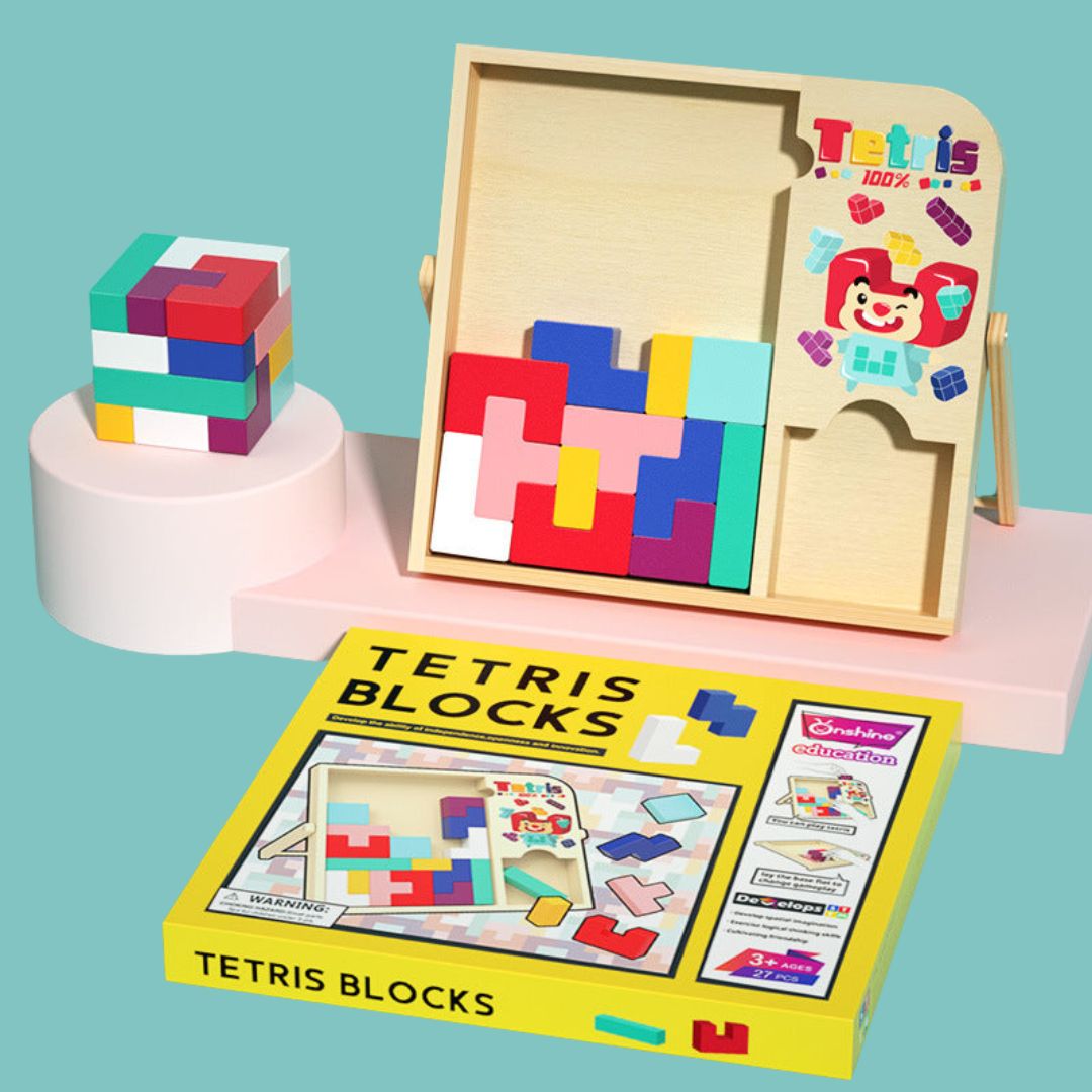 EcoToys Tetrino | Speel, leer en ontwikkel creatief denkvermogen - Montessori puzzel voor kinderen