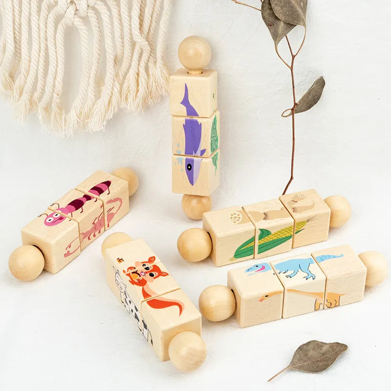 Ecotoys BellJoy | Verken de wereld - Houten babybel speeltje voor de ontwikkeling van handvaardigheid