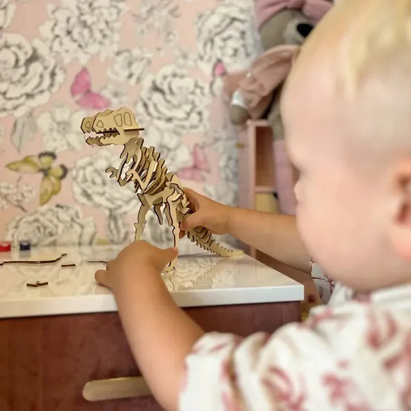 DinoCraft | Bauen und Malen - Montessori 3D-Dino-Puzzle für kreatives Lernen