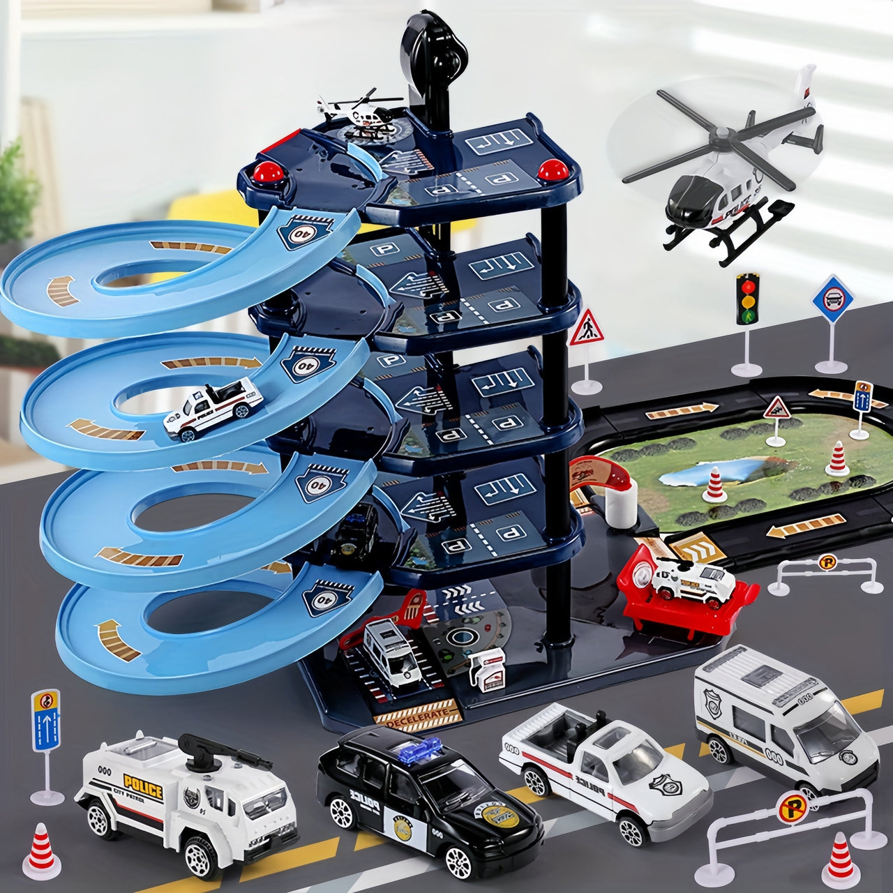 BlazeCity | Spannende reddingsmissies - Brandweer en politie garage speelset met auto's