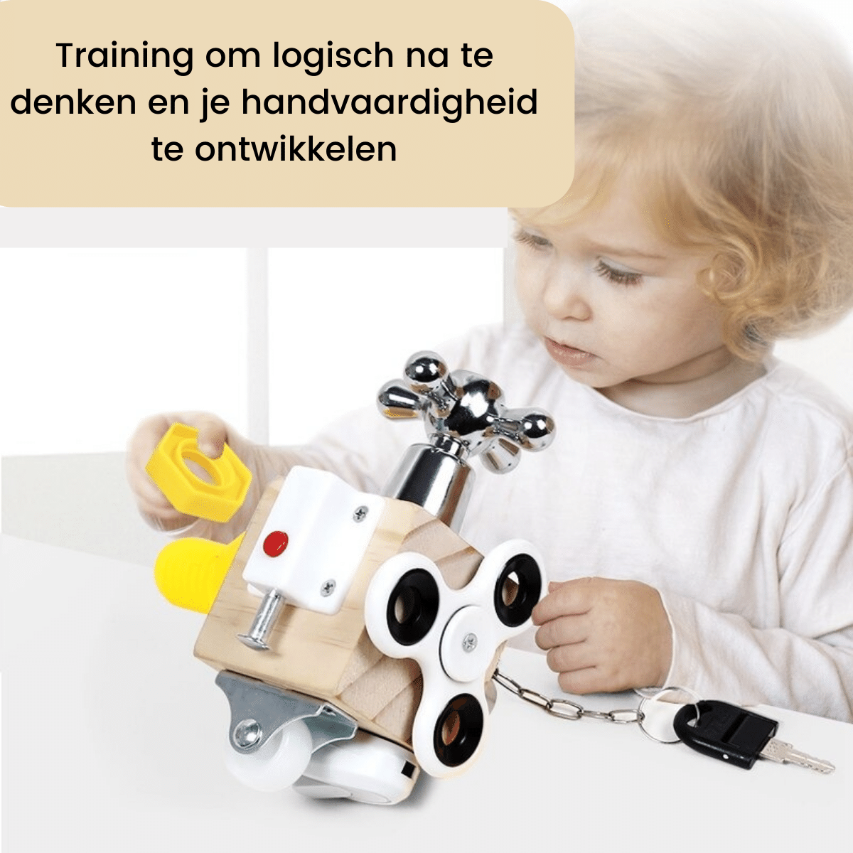 EcoToys FunCube | Ontwikkel je vaardigheden - Creatief Montessori houten speelblok voor kinderen