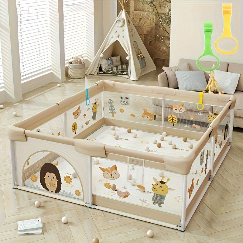 SafeNest Spielbox | Sicher spielen und entdecken - Baby-Spielgitter mit weichem Schutz