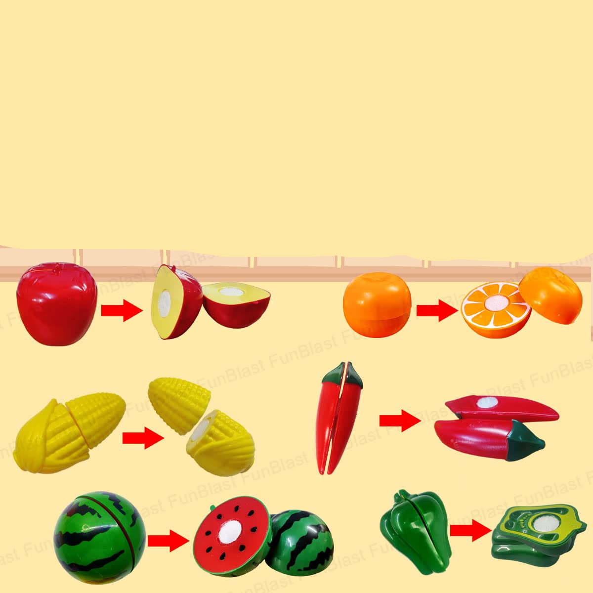 MiniChef | Spielerisches Lernen Schneiden - Gemüse- und Obstschneideset für Kinder