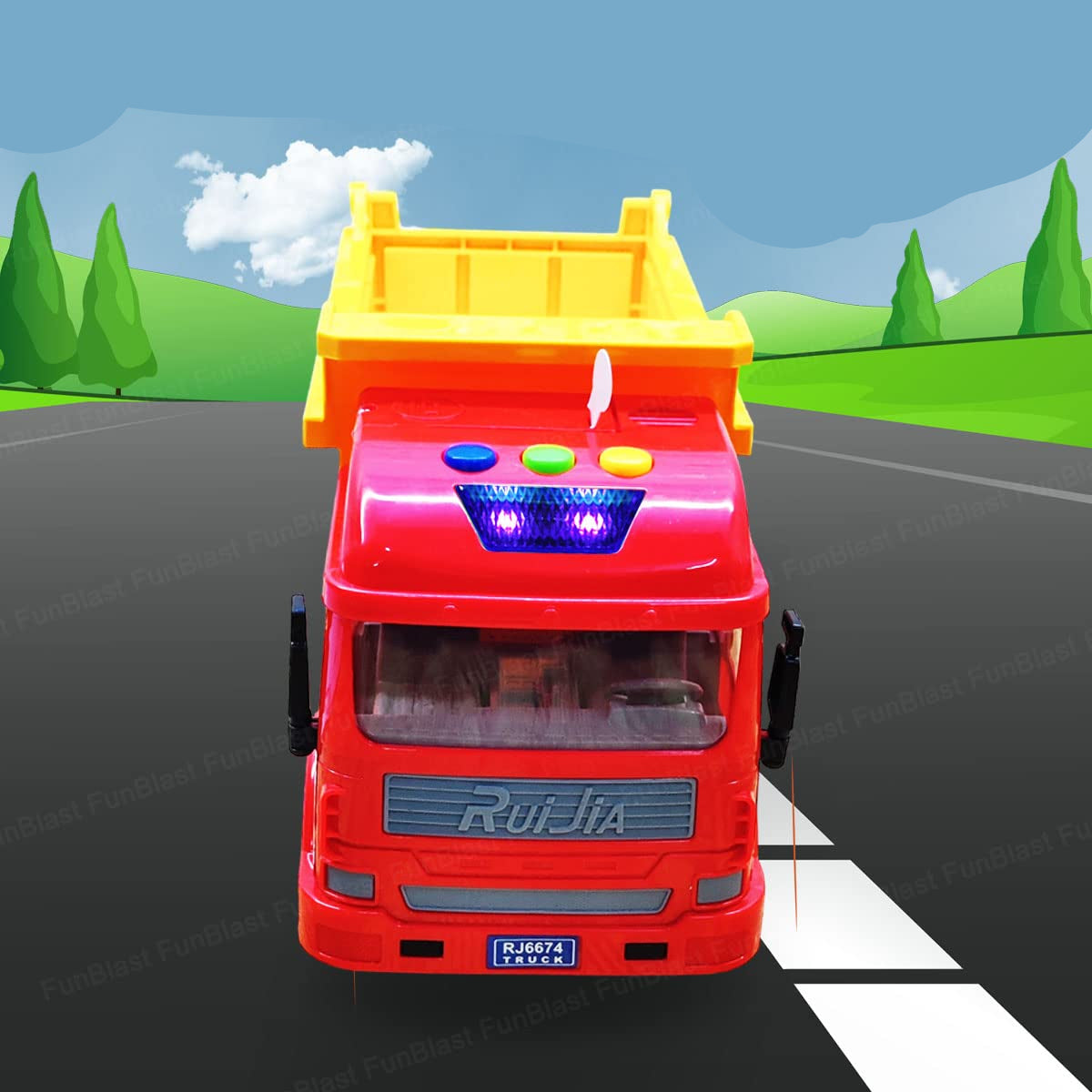 KrachtTruck | Diversión de juego robusta - Camión volquete accionado por fricción con luz y sonido para niños