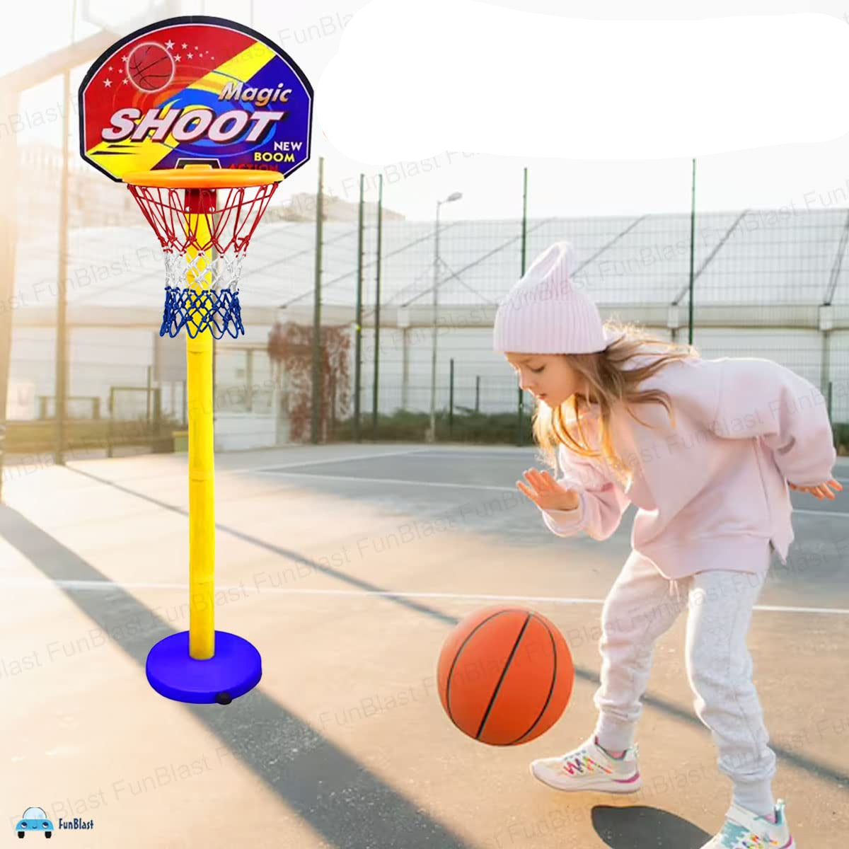 HoopStars | Disfrute de juego interminable - Set de baloncesto ajustable para niños con balón, aro y red