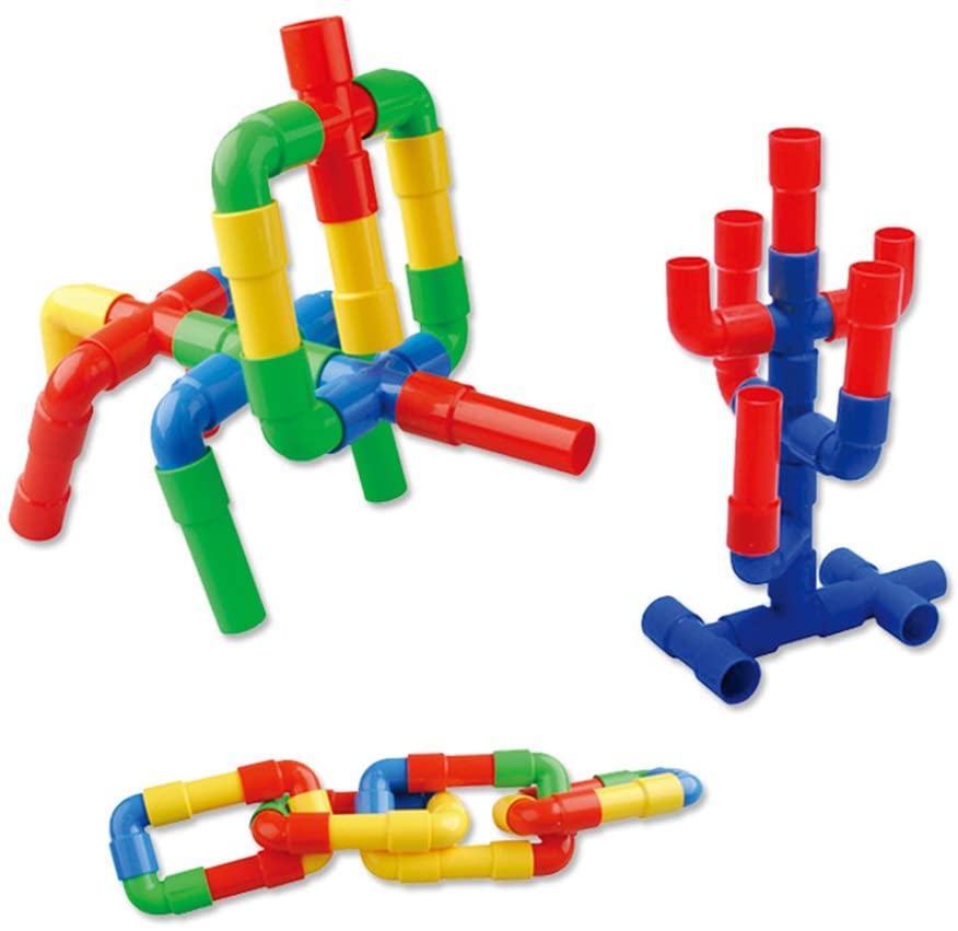 BuildTubes | Kreativ bauen und lernen - Pädagogisches Rohrblockspielzeug in fröhlichen Farben