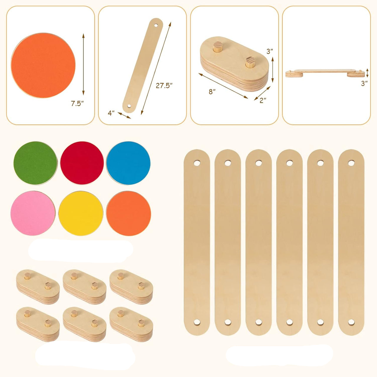 Ecotoys Schritt & Balance | Abenteuerlicher Spielspaß - Montessori-Balancebalken und Trittsteine für drinnen und draußen!