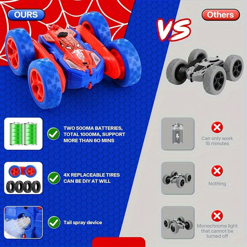 SpinMaster Coche acrobático | Espectáculo y acción - acrobacias 360° con luz y spray