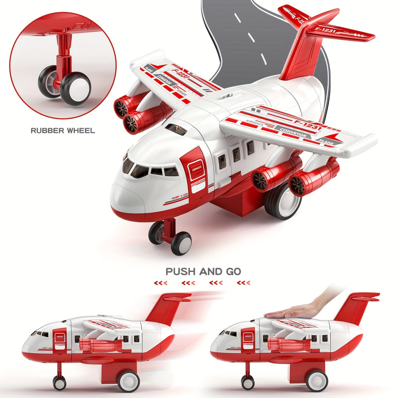 SkyRescue | Diversión de juego aventurera - Set de juego de avión y camión de bomberos con alfombra de juego