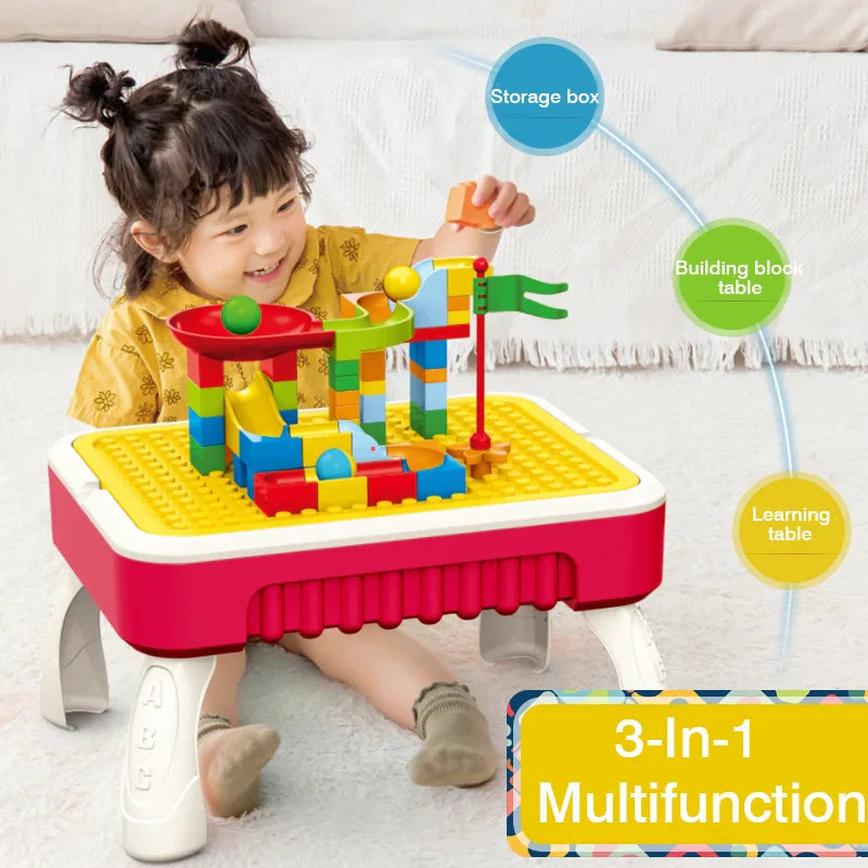 BuildMaster | Kreatives Abenteuer - Aktivitätstisch für Kinder mit Bauklötzen und Zeichenbrett