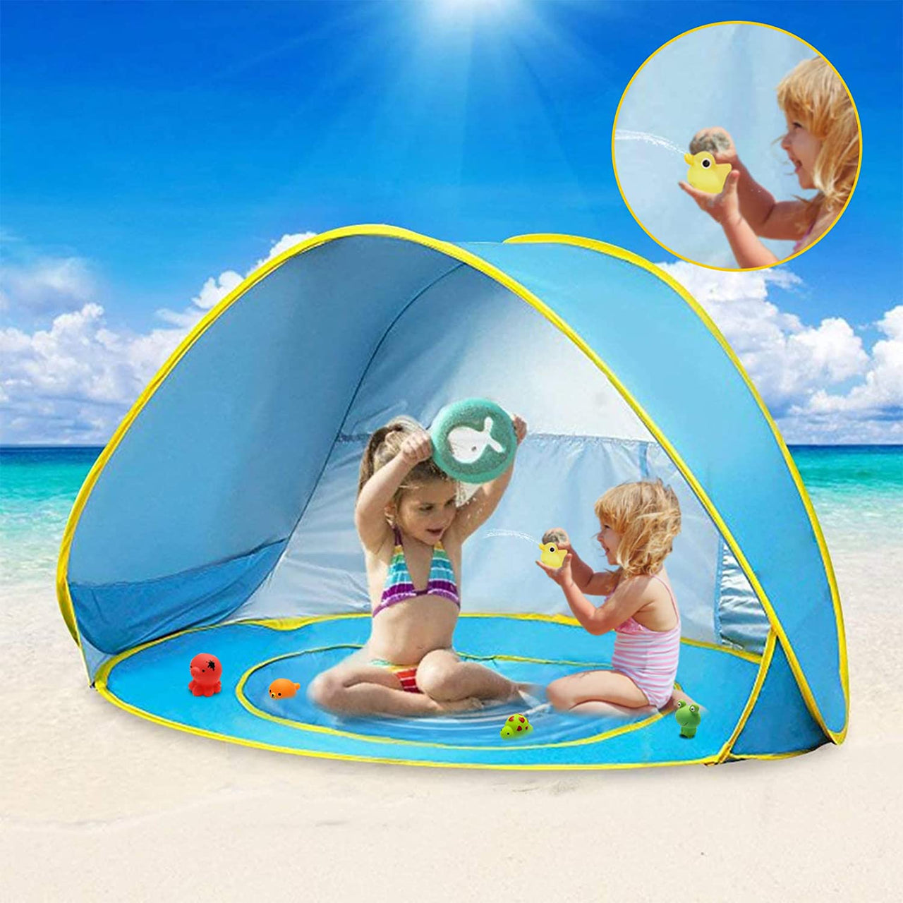 SunnyTent | Perfecte bescherming voor kinderen - Waterdichte Pop-Up Tent!