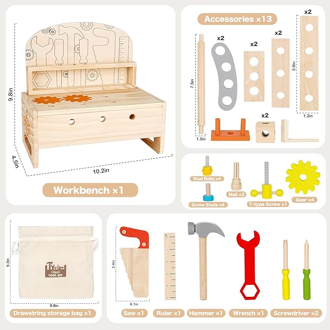 Ecotoys FixiBoard | Stimuleert Creativiteit en Vaardigheden - Educatief Houten Speelbord