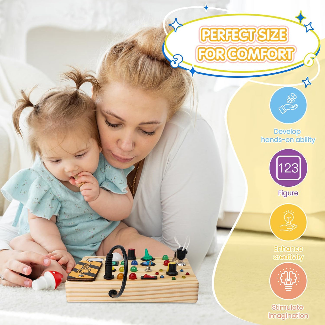 Ecotoys BusyBee Montessori Board | Ontdek spelenderwijs - Educatief speelgoed voor baby’s