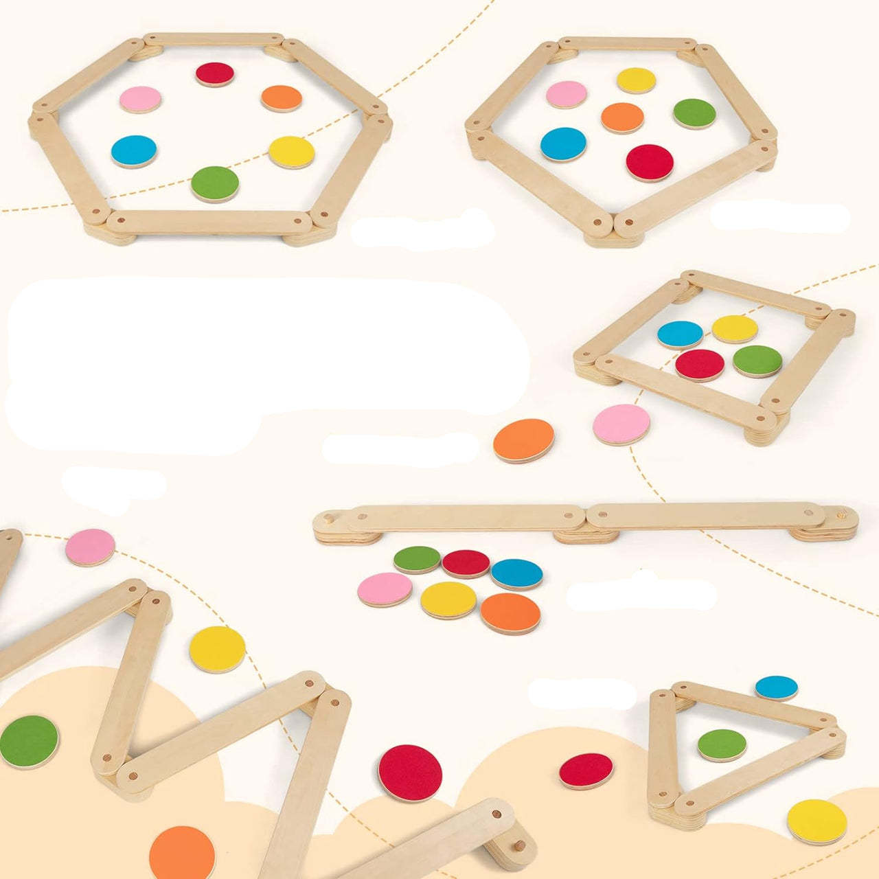 Ecotoys Schritt & Balance | Abenteuerlicher Spielspaß - Montessori-Balancebalken und Trittsteine für drinnen und draußen!