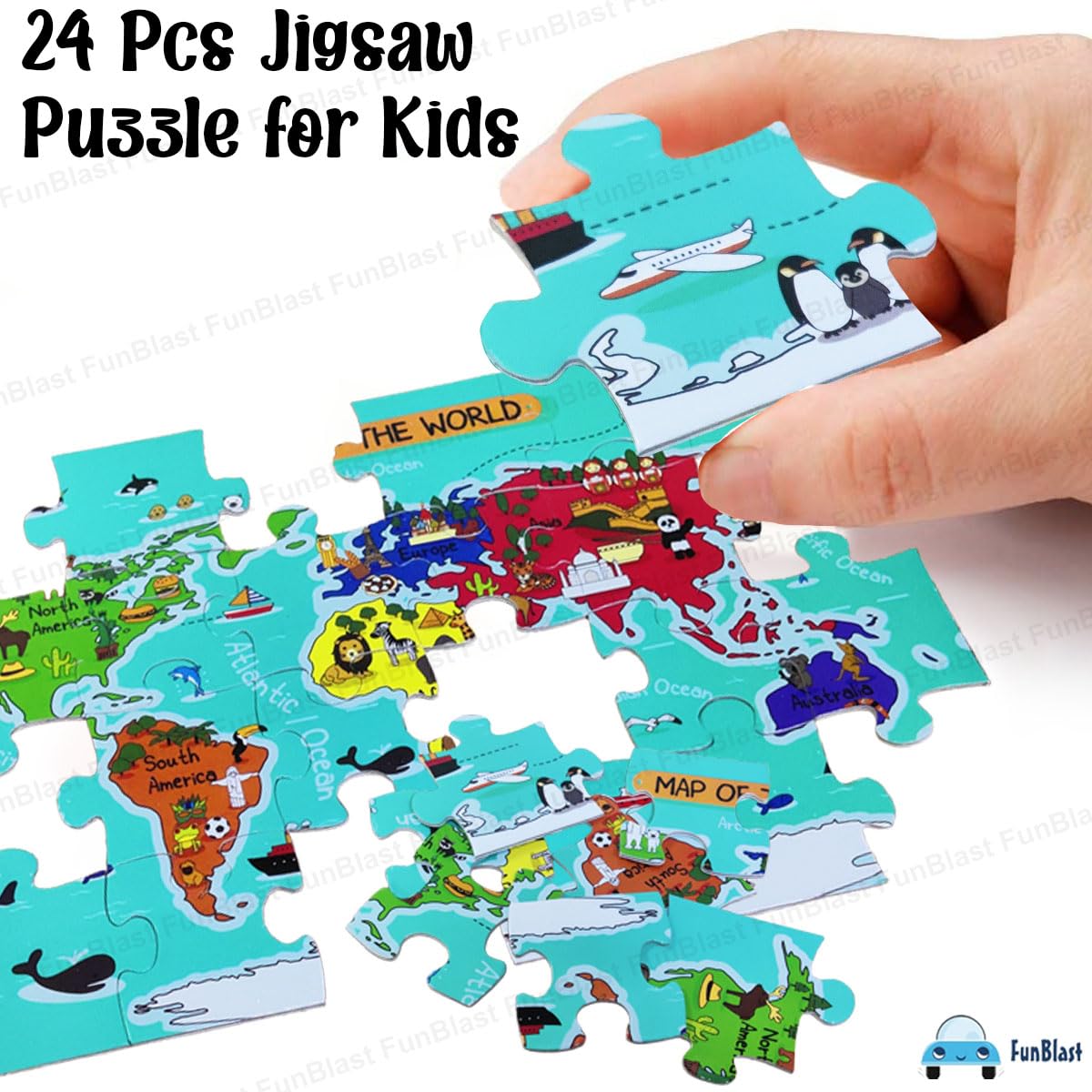 GeoQuest | Entdecke die Welt spielerisch - Educative Weltkarte Puzzle für Kinder