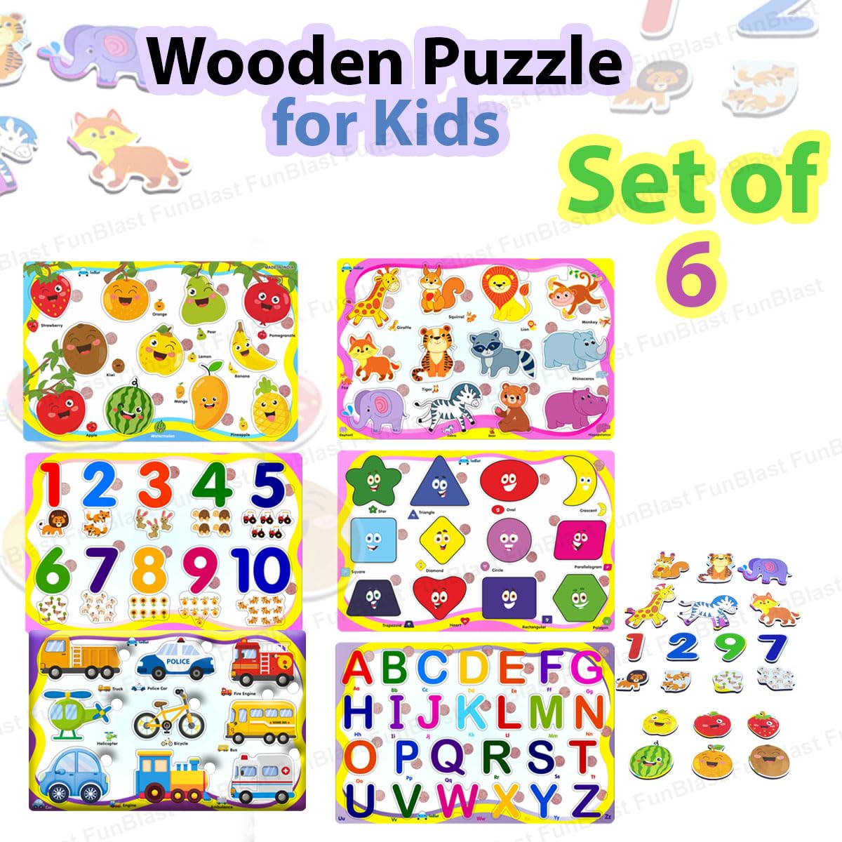 EduPlay | Lernen mit Freude - Holzpuzzle-Set für Kleinkinder und Vorschulkinder