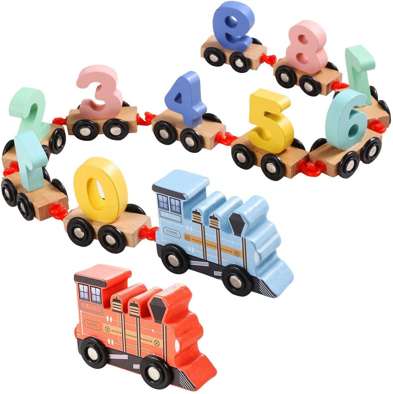 EcoToys Puzzle Train | Kleurige plezier - Educatieve houten trein met letters en cijfers