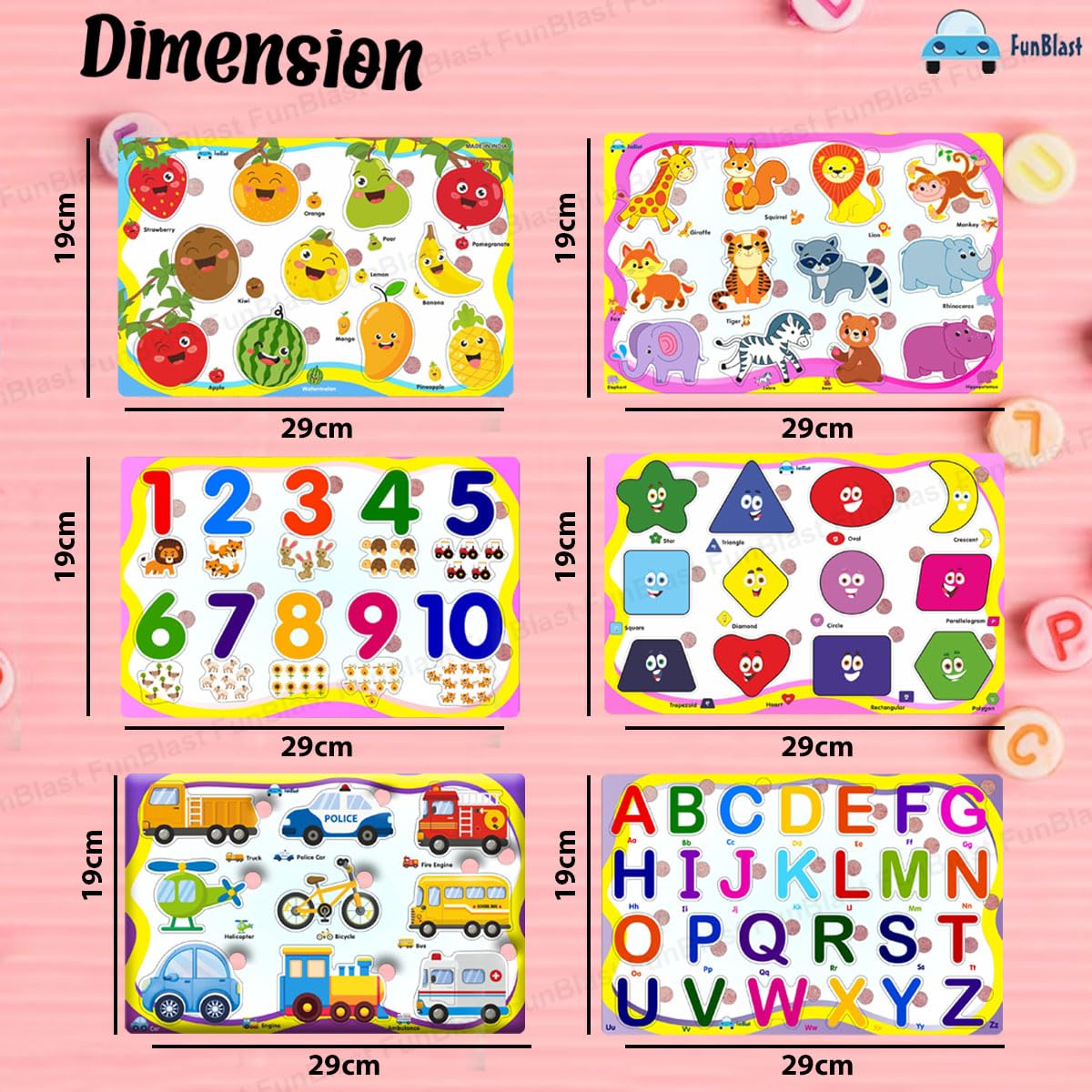 EduPlay | Lernen mit Freude - Holzpuzzle-Set für Kleinkinder und Vorschulkinder