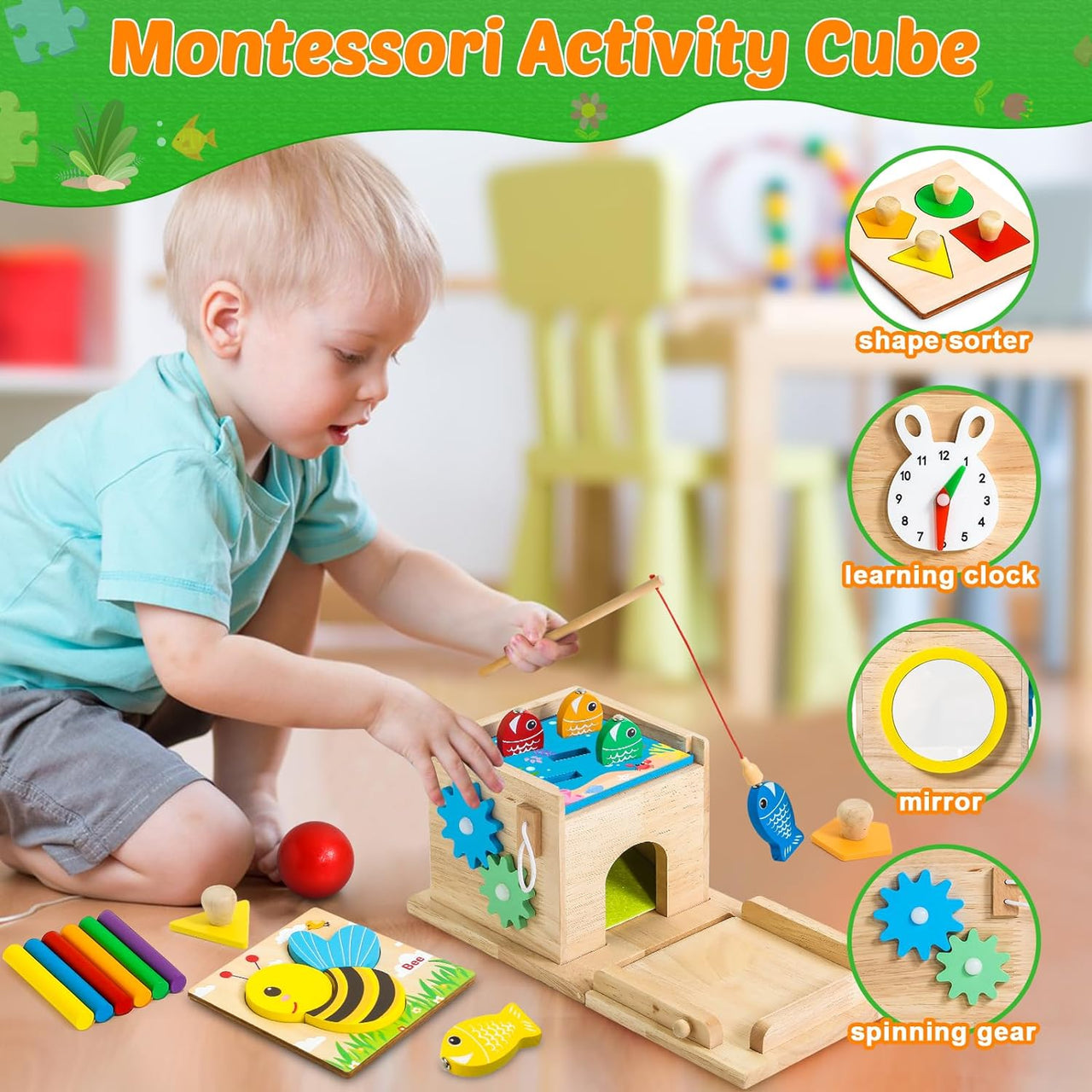 EcoToys EduPlay Box | Stimuleer leren en ontdekken - Montessori Houten Speelset