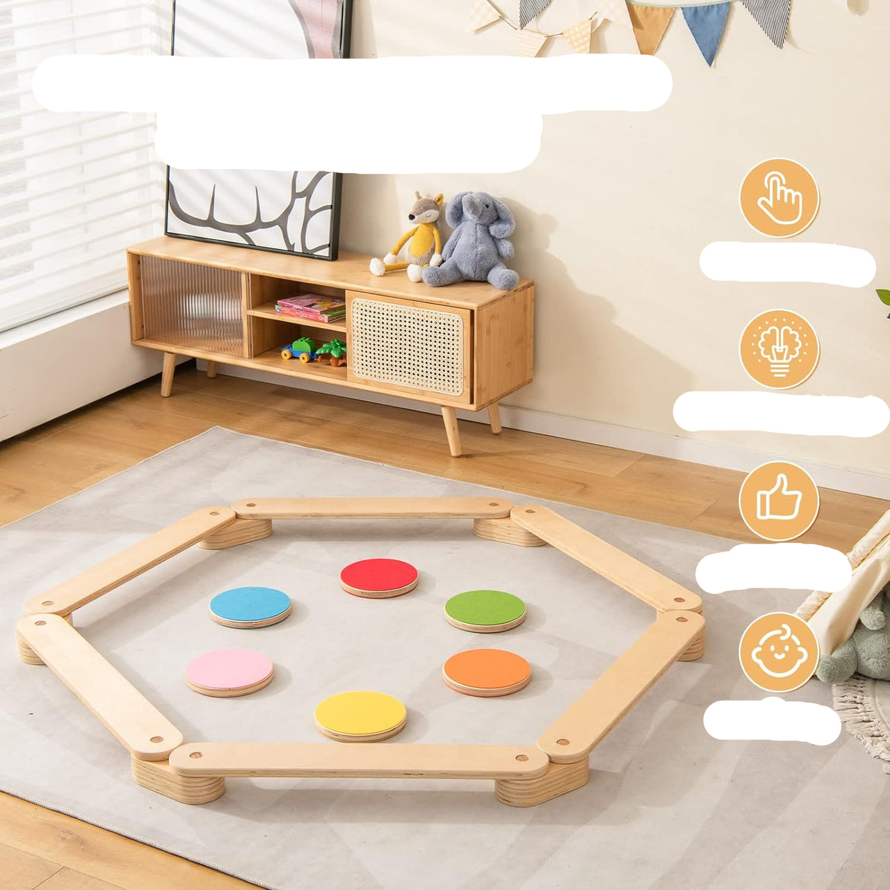 Ecotoys Schritt & Balance | Abenteuerlicher Spielspaß - Montessori-Balancebalken und Trittsteine für drinnen und draußen!