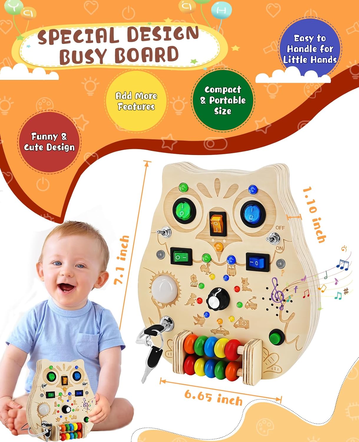 Owl Bright Board | Leer spelenderwijs - Educatief Houten Speelbord