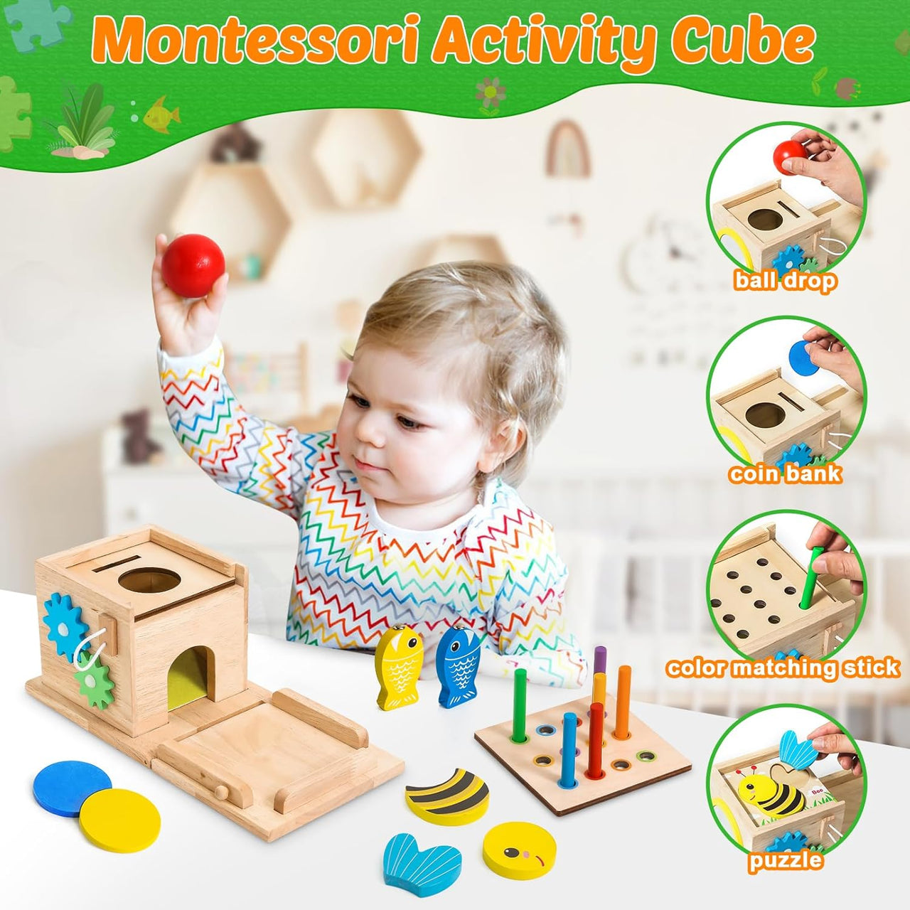 EcoToys EduPlay Box | Stimuleer leren en ontdekken - Montessori Houten Speelset