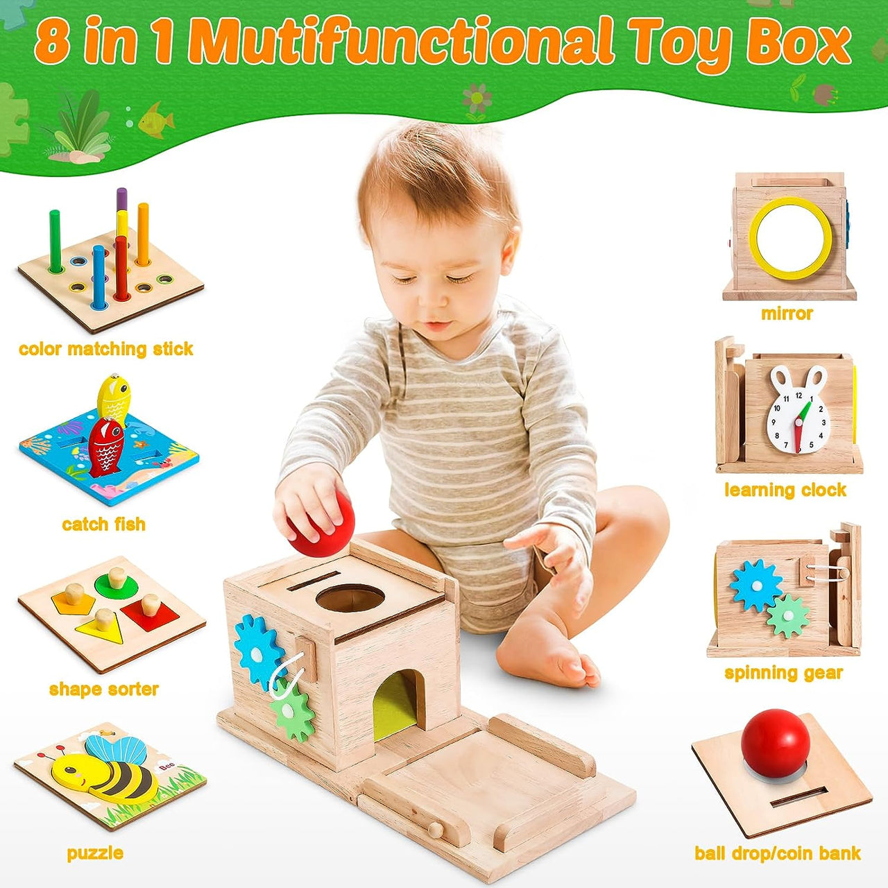 EcoToys EduPlay Box | Stimuleer leren en ontdekken - Montessori Houten Speelset