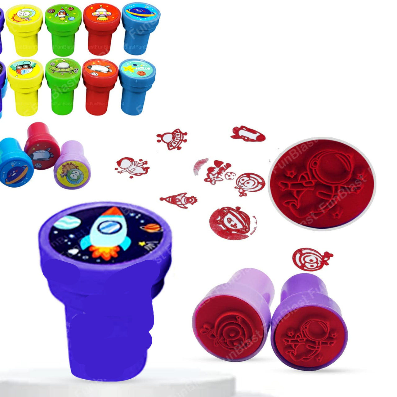 StampiFun | Kreatives Stempeln - Selbstfärbende Cartoonstempel für Kinder, Bastelspaß & Partyfavorit
