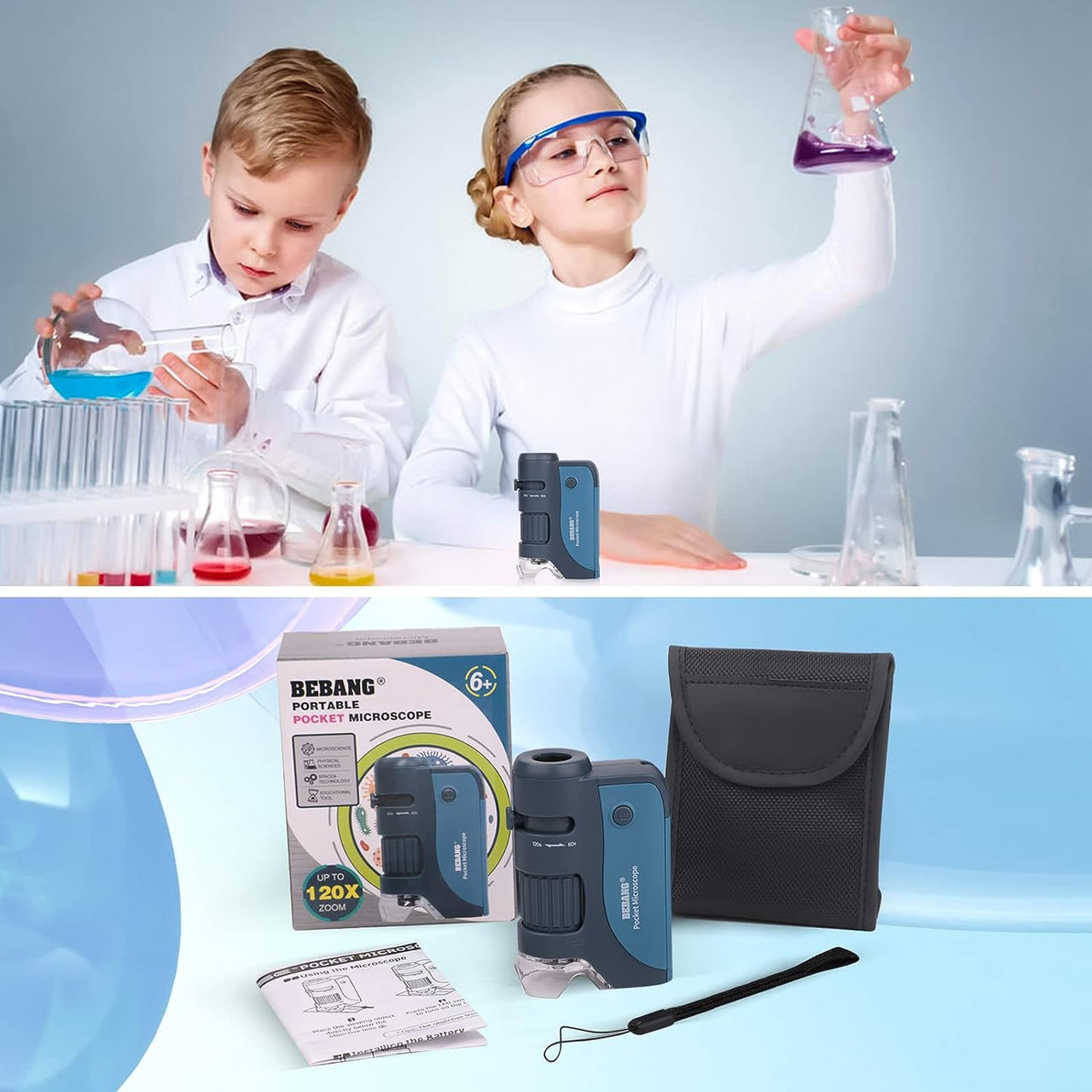MicroQuest | Scopri il mondo invisibile - Microscopio portatile con 3 lenti e illuminazione LED