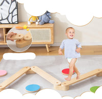 Thumbnail for Ecotoys Schritt & Balance | Abenteuerlicher Spielspaß - Montessori-Balancebalken und Trittsteine für drinnen und draußen!
