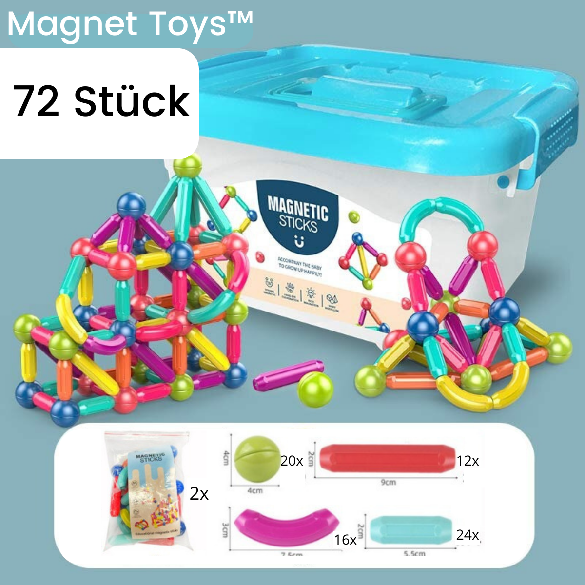 Magnetix Aantrekkelijke Bouwblokken Set | Ontwikkeling & Creativiteit - Voor Baby's en Kinderen