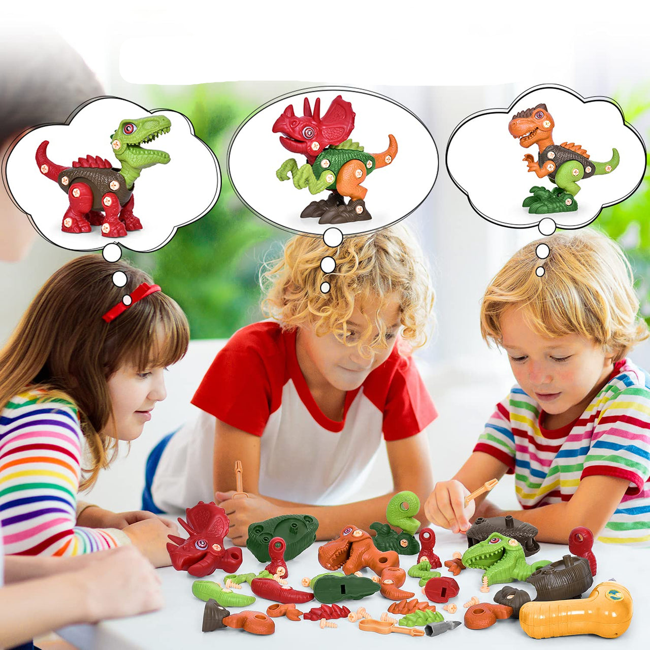 DinoBuild | Costruisci la tua avventura - Set di costruzione educativo di dinosauri con viti e trapano
