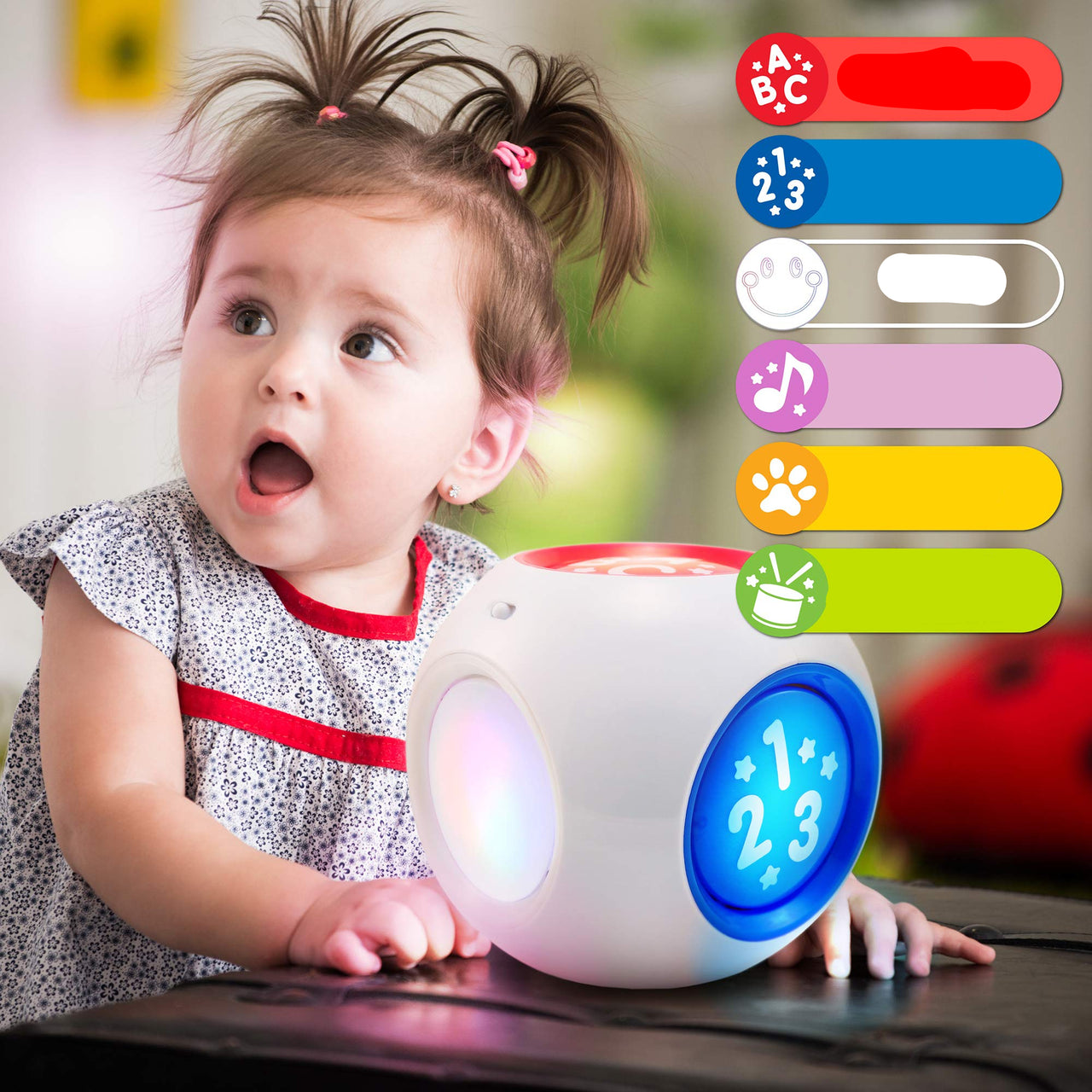 Lernwürfel | Musik & Bildung - Interaktives Aktivitätenblock für Babys und Kleinkinder