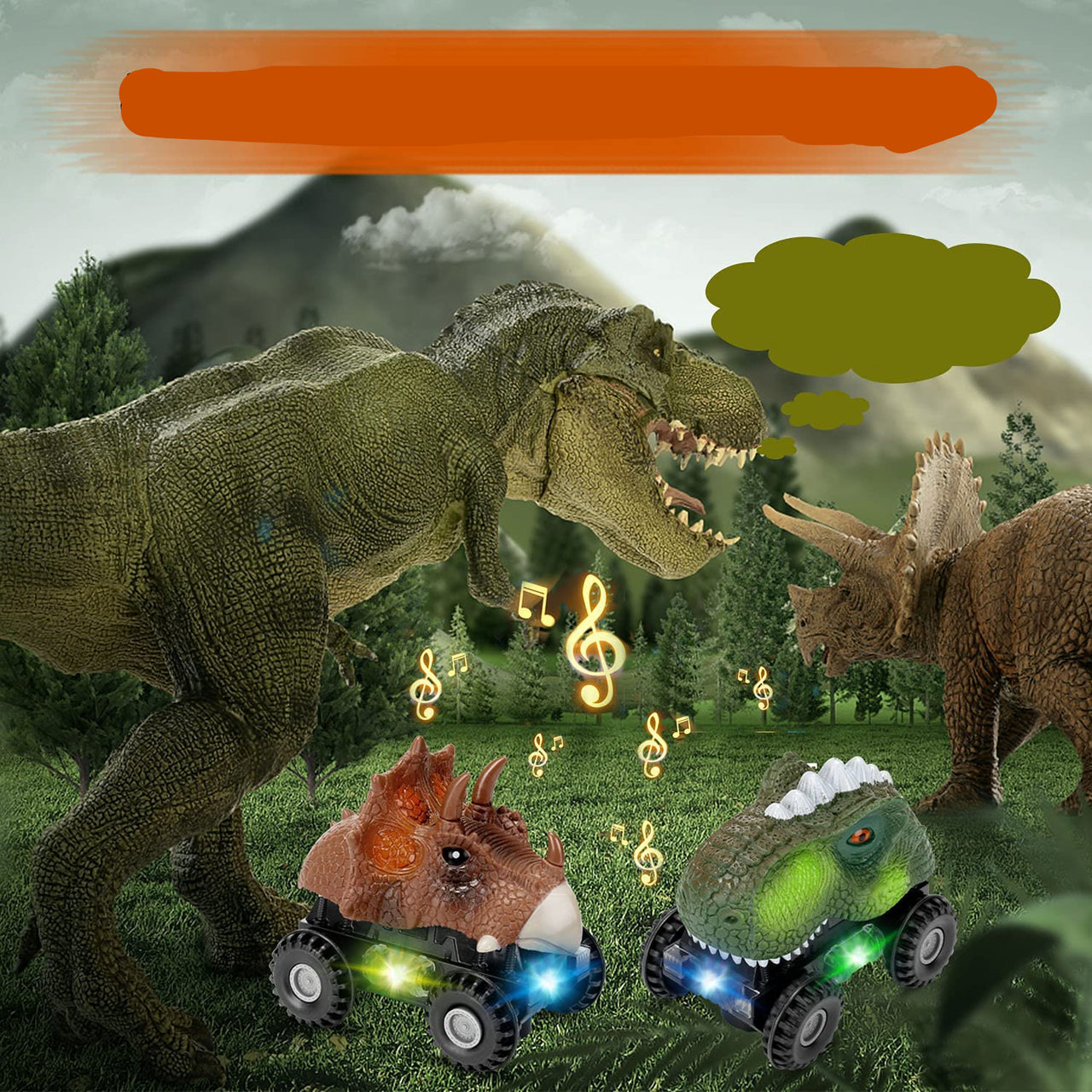 DinoRacers | Acción rugiente - Coche de dinosaurio eléctrico con luz y sonido