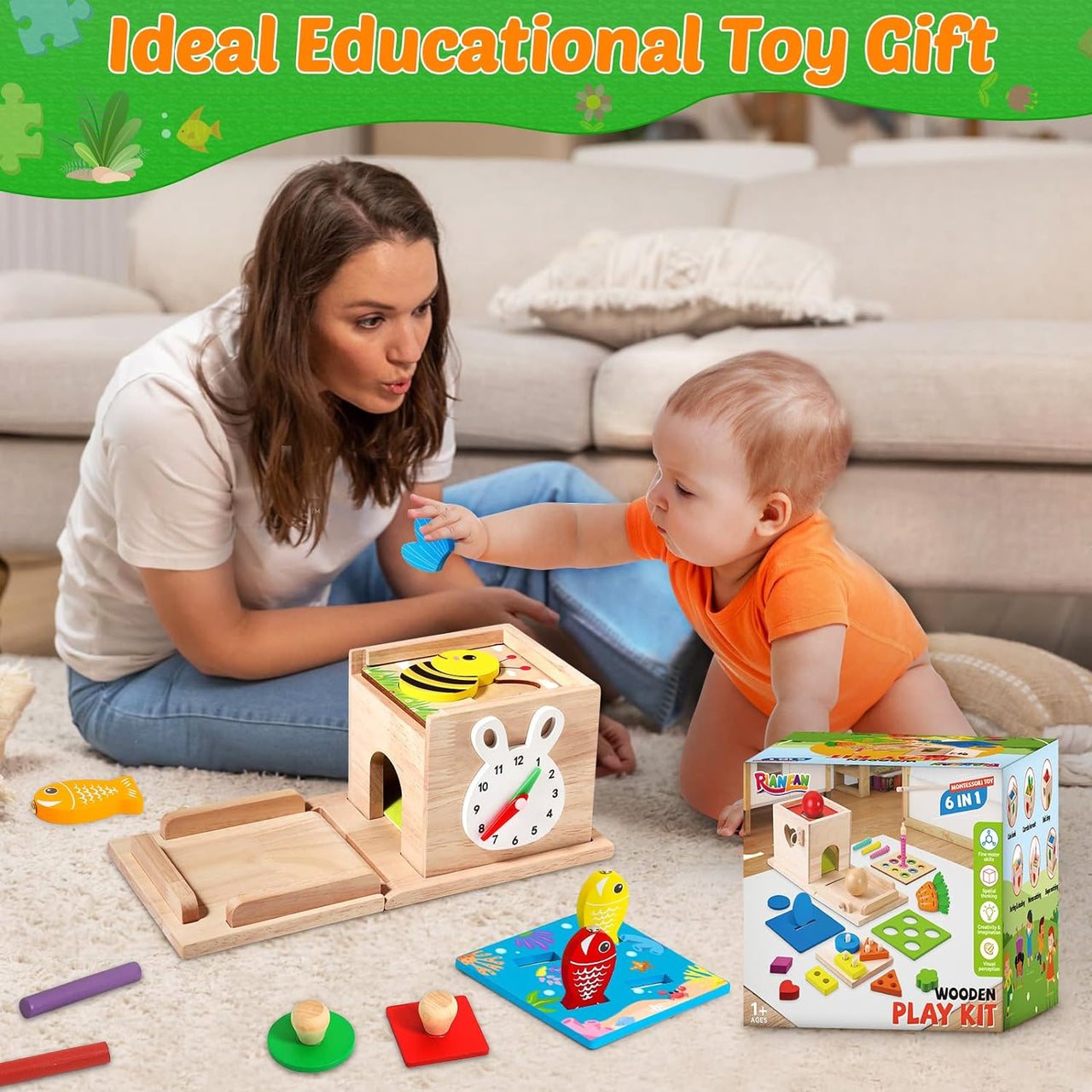 EcoToys EduPlay Box | Stimuleer leren en ontdekken - Montessori Houten Speelset