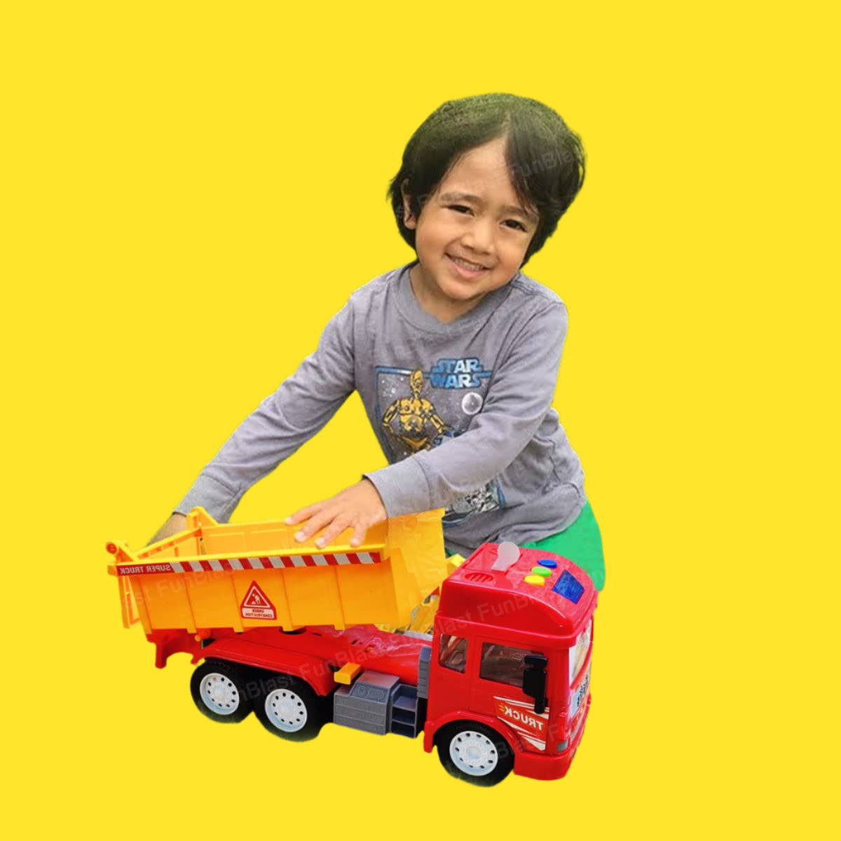 KrachtTruck | Diversión de juego robusta - Camión volquete accionado por fricción con luz y sonido para niños